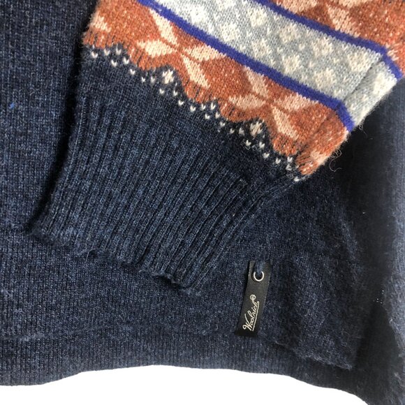 Woolrich Women's Fair Isle Alpaca Wool Blend Sweater Sz Medium Mock Neck Blue - Picture 5 of 10